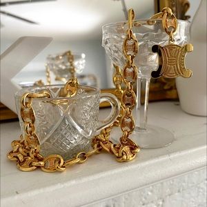 Vintage Y2K RARE Celine Triomphe Gold Belt